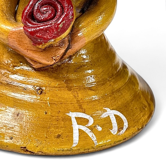 Handcrafted Dominican Republic Faceless Doll Glazed Clay Figurine Signed RD - Picture 3 of 8